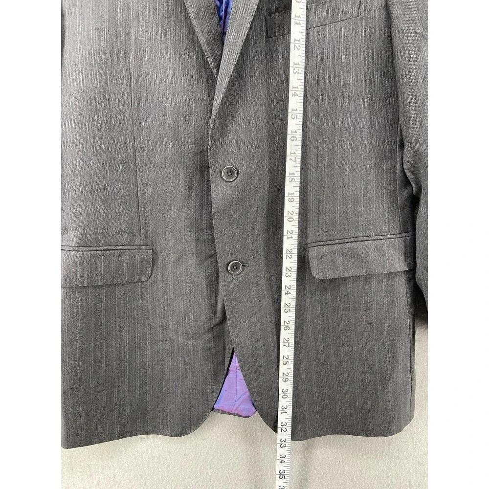 Ermenegildo Zegna Blazer Jacket Mens Sz 42L Gray‎ Wool Silk Stripe 2 Button